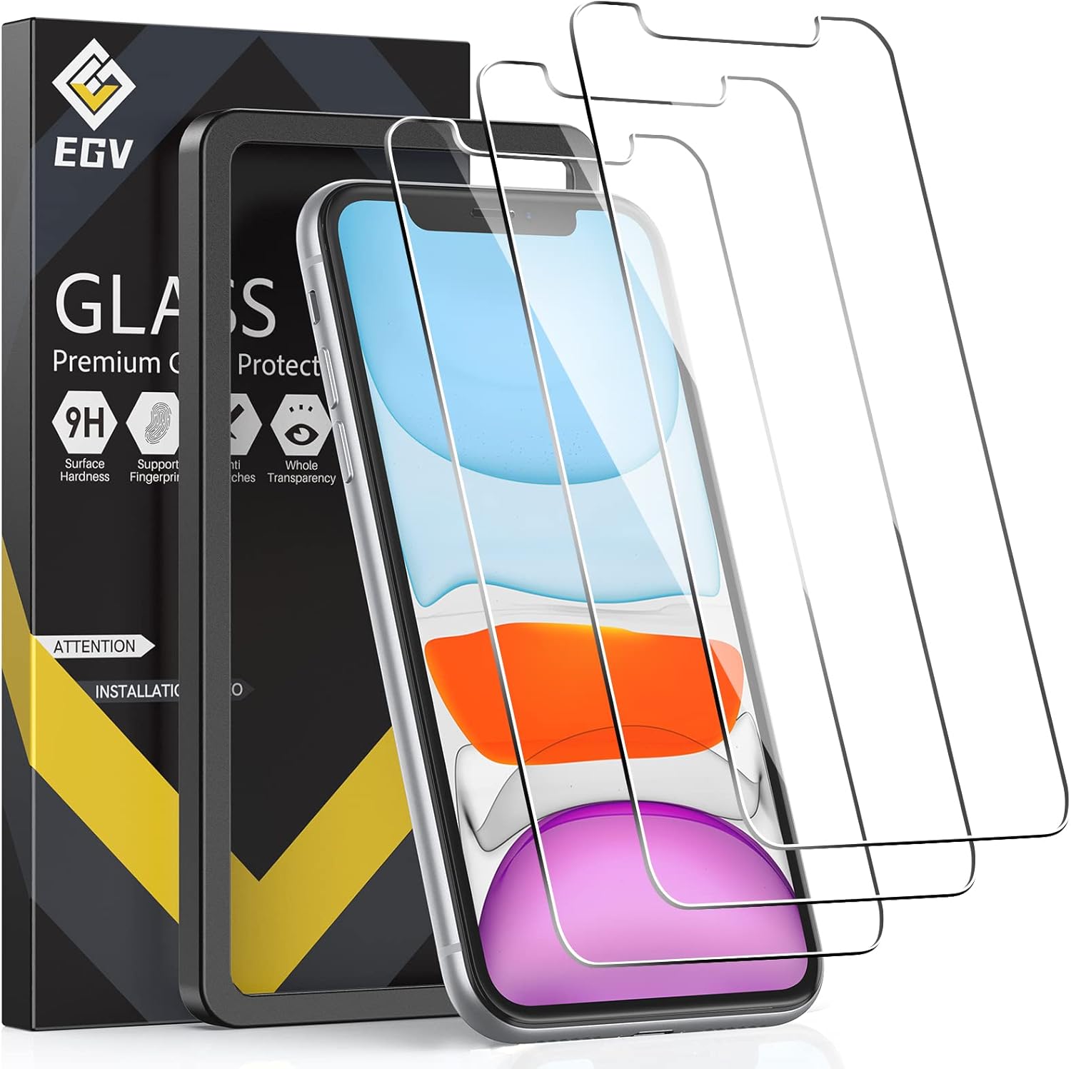 [3 Pack] EGV Screen Protector for iPhone 11 and iPhone XR 6.1 inch