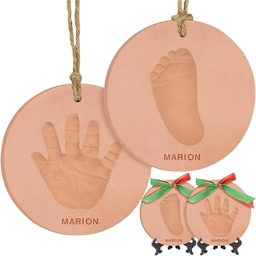 Vista 10 de Kit de manos y huellas para bebés para niñas y niños, kit de adorno personalizado para la primera Navidad del bebé, regalos de Navidad para recién