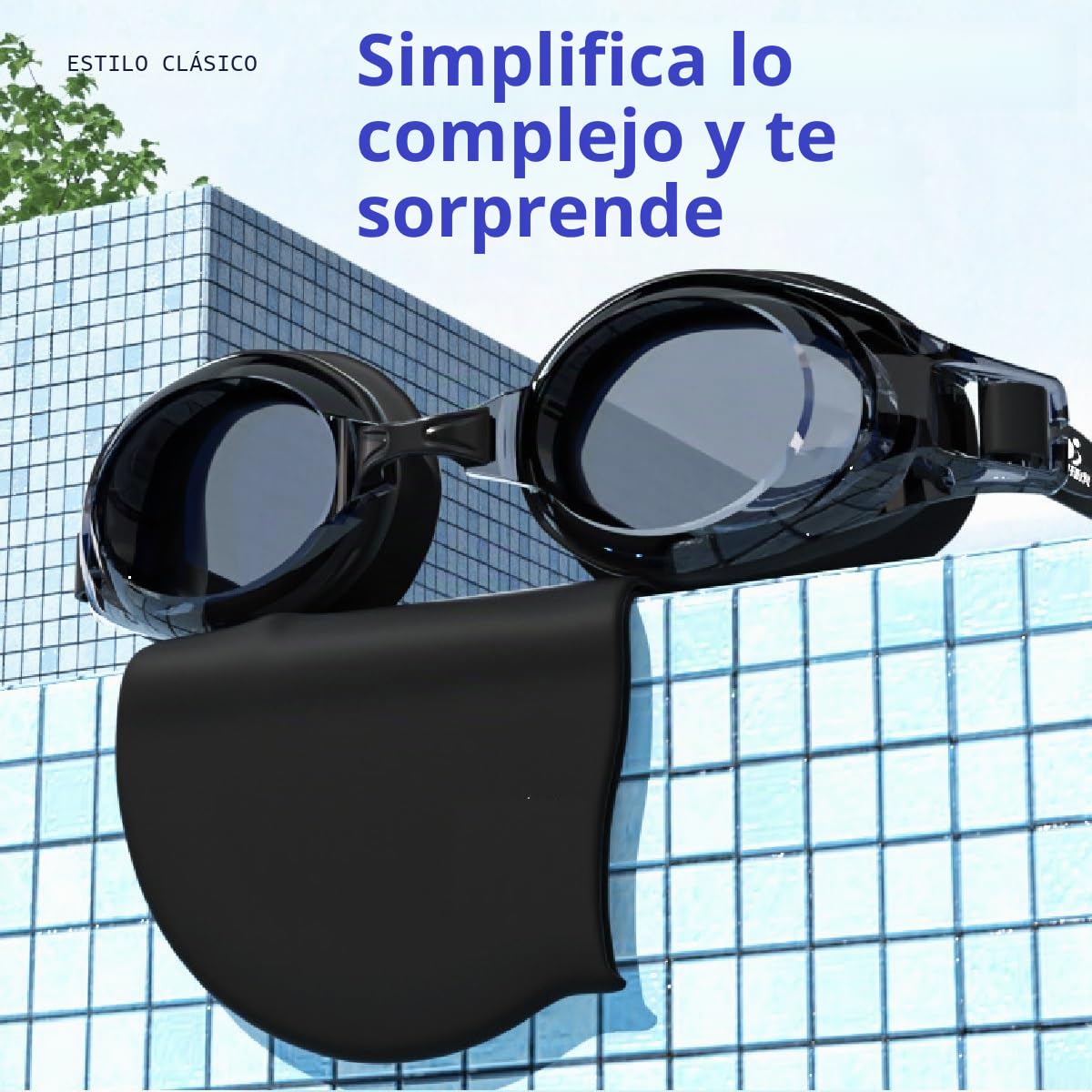 Kiuiom Gafas de Natación Unisex Adulto,Gafas de Natación Anti-vaho,Gafas Buceo 100% Antifugas,Gafas Piscina con Tapones Oidos Natación Y Clip Nariz Impermeable para Entrenamiento Nadar