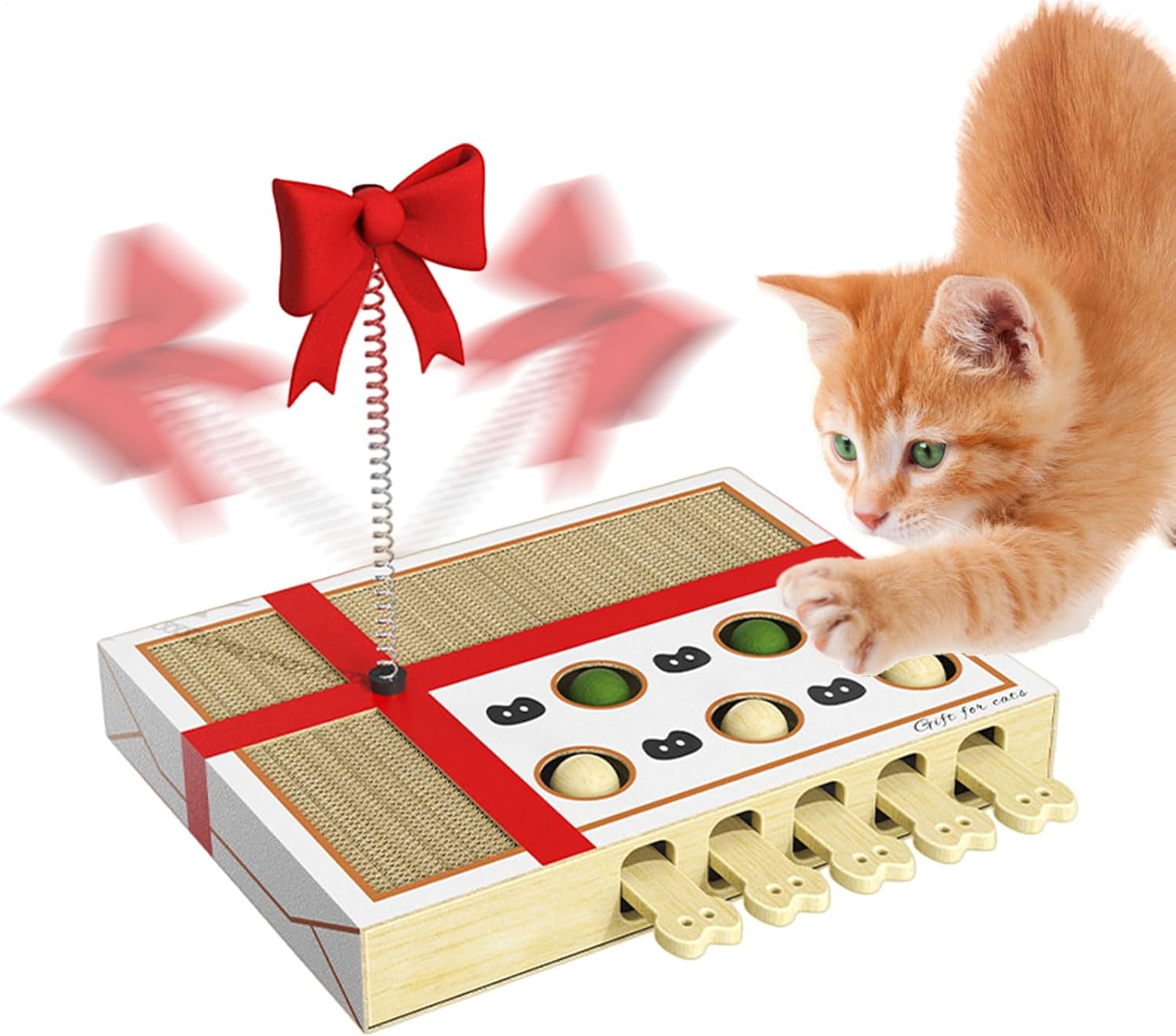 Interactive Cat Toy, Scratching Board Play, Medium Indoor Fun Activity for Cats, Eco-Friendly Cardboard Cat Scratch Pad with Bouncing Balls, Pet Entertainment Furniture with Exercise Features