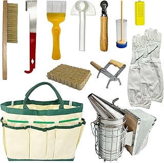 12Pcs Beekeeping Supplies, Bee Keeping Starter Kit, Bee Keeping Supplies-All Beekeeping Tools, Honey Bee Hive Tools Bee Smoker Kit for Beginners and Professionals