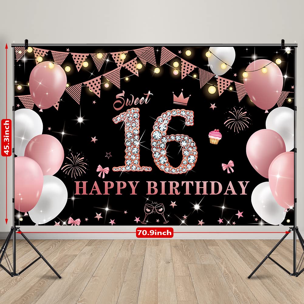 16 誕生日デコレーション 女の子用 Happy Birthday ローズ 16 誕生日デコレーション 女の子用 Happy Birthday ローズ