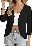 GRACE KARIN Women Lightweight Summer Cardigan Sweater 3/4 Sleeve Cropped Cardigan Casual Open Front Bolero Shrug