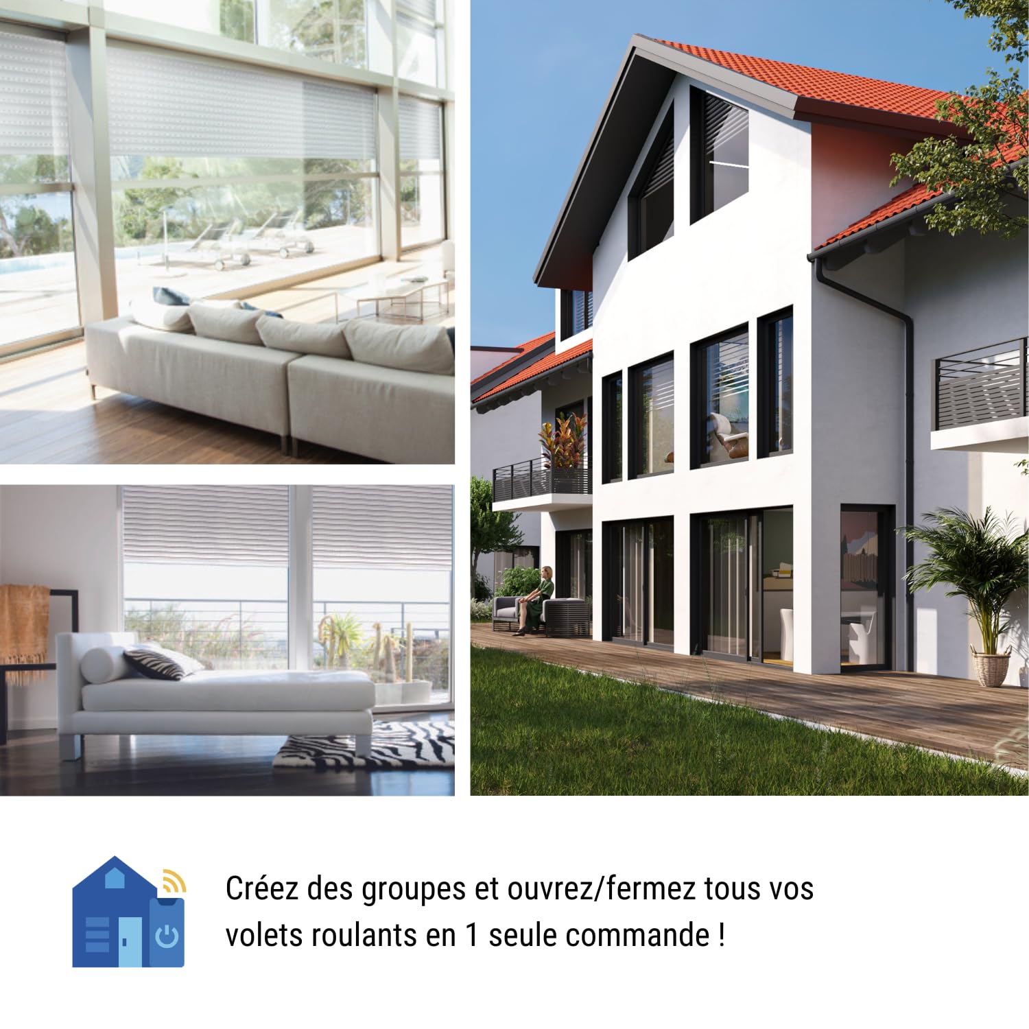 Konyks Vollo Max 3 - Lot de 2 interrupteurs connectés pour volets roulants - Installation facile, contrôle vocal avec Alexa, Google Home et Siri et à distance, programmation horaire,