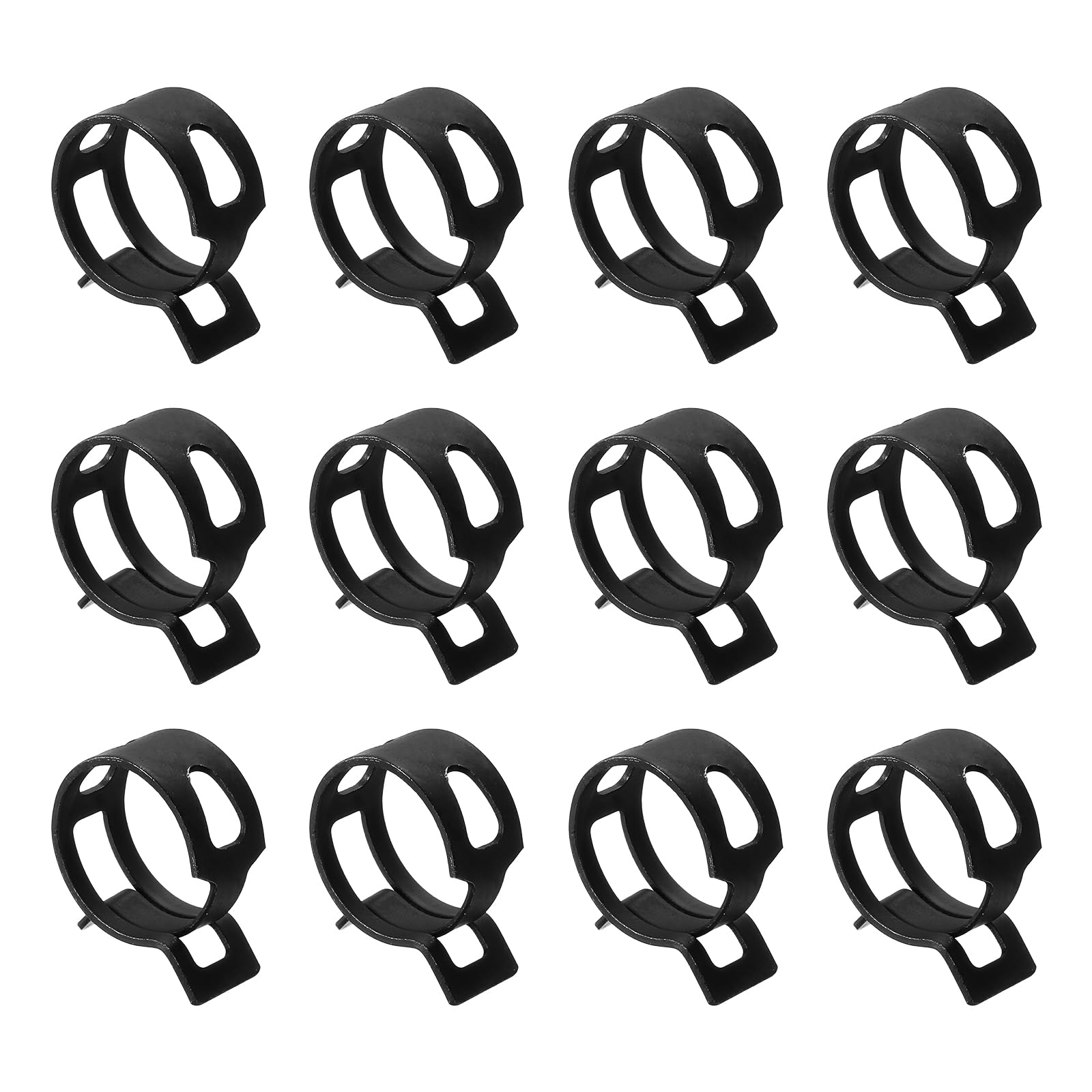 Sourcingmap Spring Band Type Action Hose Pipe Clamp 21mm Black 12Pcs