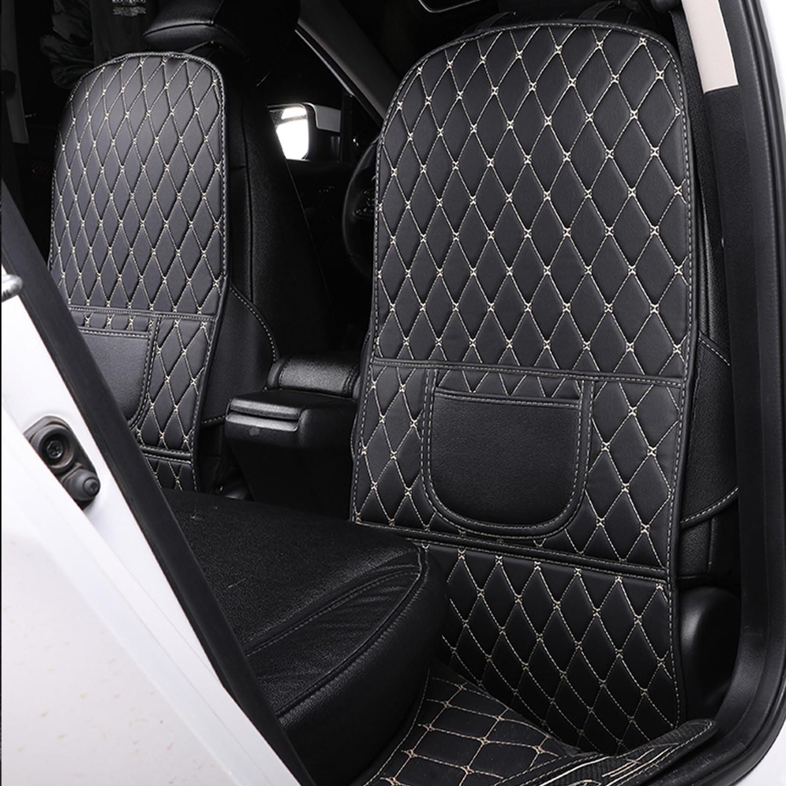 2 StüCk Schutz Autositz RüCkenlehne Kinder für Porsche Cayenne/Cayenne Coupe/Macan/Panamera/Taycan, Rear Seat Anti-Kick Leder Sitz, Auto Ssauber und Ordentlich zu Halten,- L