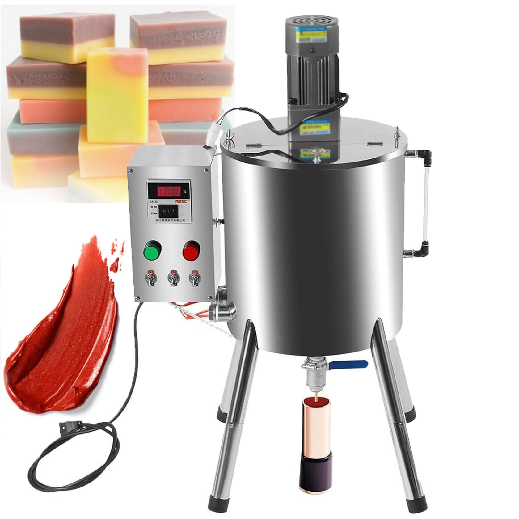 Heating Mixing Filling Machine 15l 8gal Stirring Tank Liquid Lipstick Paste Filler Lipstick Candle Bottle Filler Heat Filler