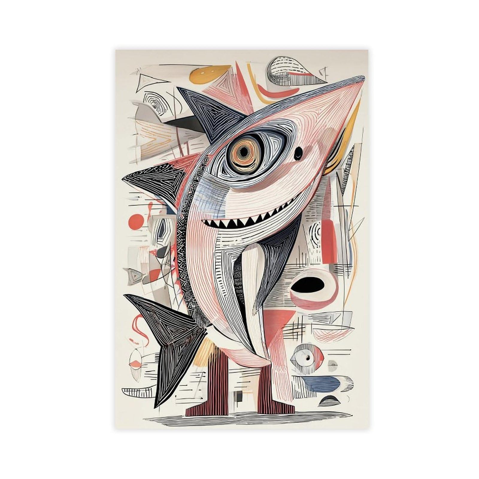 Ywtjax Unframe-Style Abstract Shark Poster Canvas Poster For Office Decor Gift