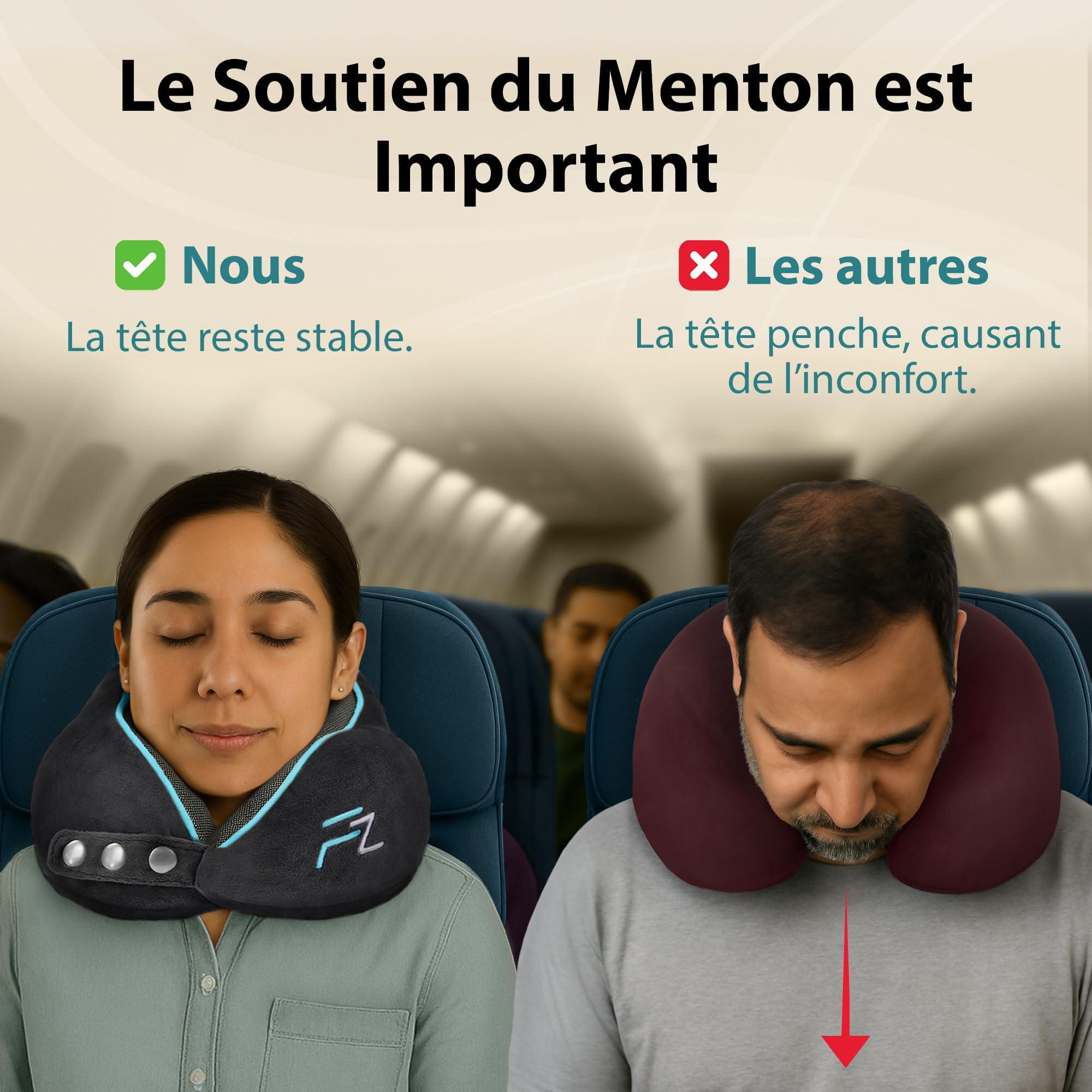 FLOWZOOM Cuscini da viaggio COMFY Duo “Per Lui e Per Lei”: Grigio e Nero
