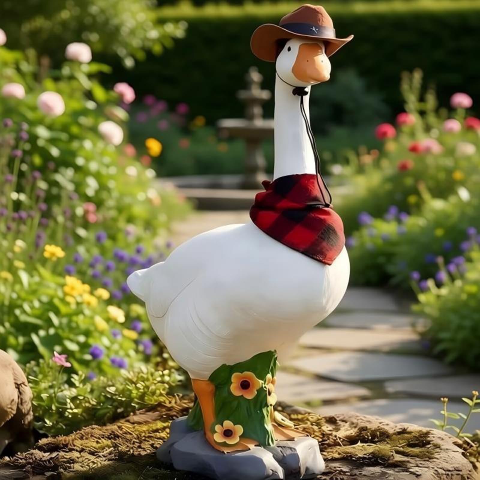 Sohodoo Porch Goose, Large Porch Goose Statue, Brighten Your Outdoor Space, Enhance Your Porch, Balcony, Lawn, Yard and Garden Decoration, Unique Housewarming Gift(A)