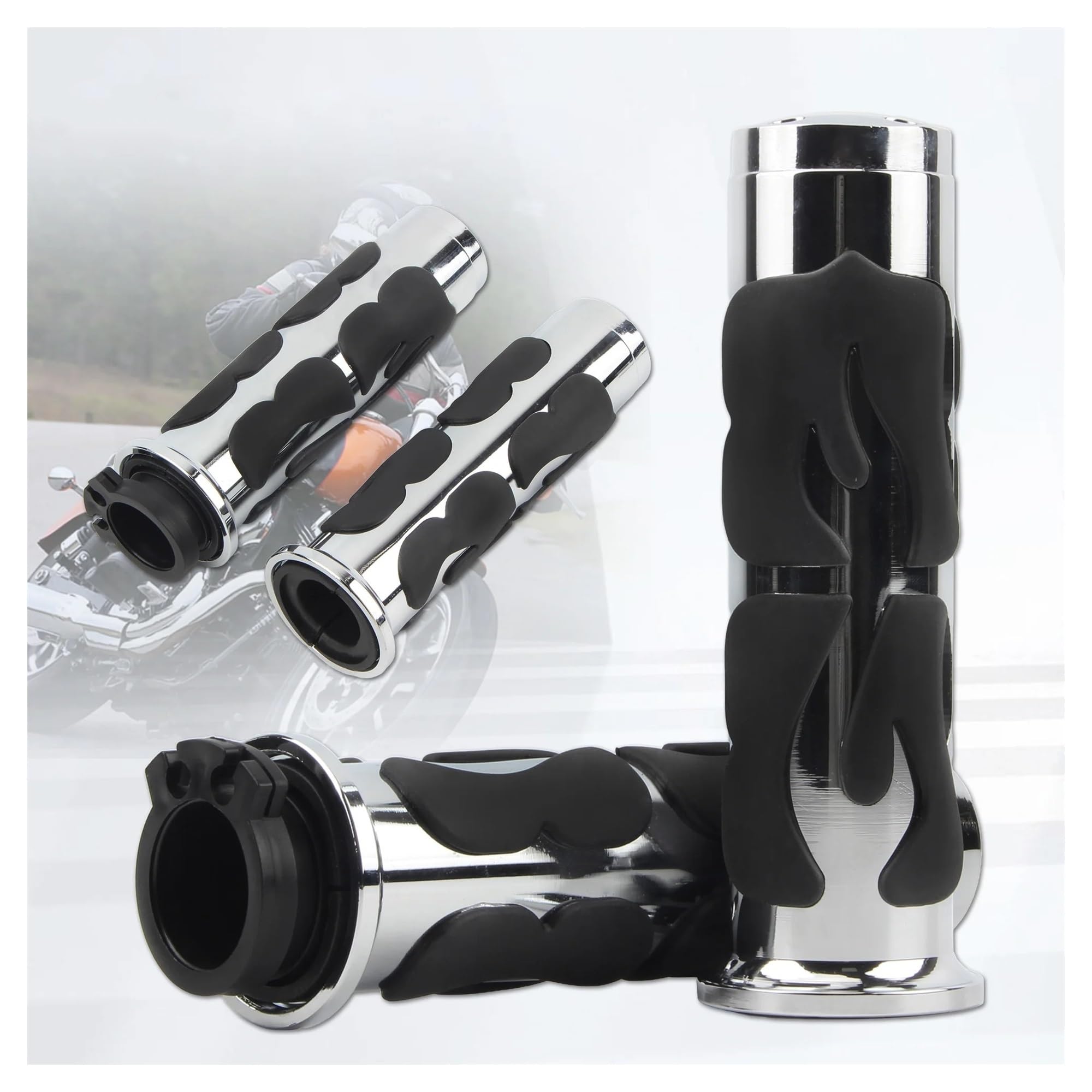 Empuñaduras Manillar Empuñaduras De Motocicleta, Empuñaduras De Mano con Extremo De Barra, Piezas De Goma Manillar Antideslizante De Motocicleta para Cruiser, Funda De Goma(HA105-1)