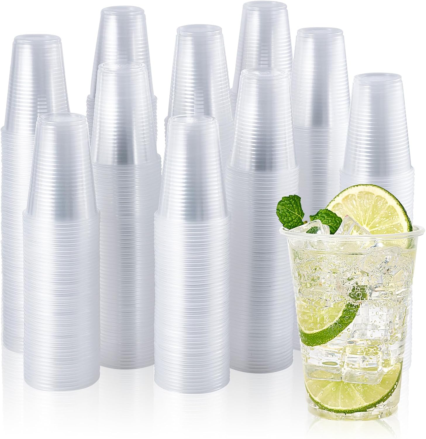 Vplus 2000 Pack 9 OZ Clear Plastic Cups, 9 Ounce Disposable Cold Water Party Drinking Cups for Wedding Thanksgiving Christmas Party