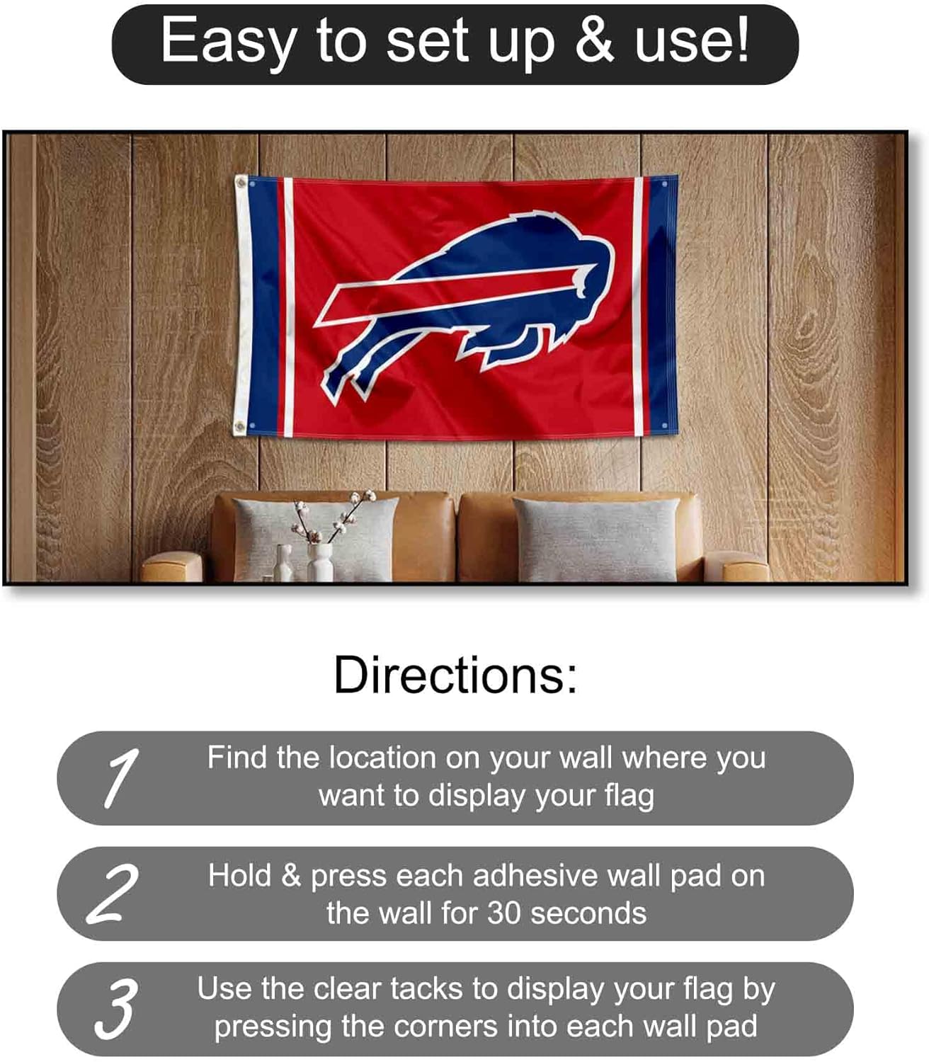 WinCraft Buffalo Bills Red Banner and Tapestry Wall Tack Pads - Image 4