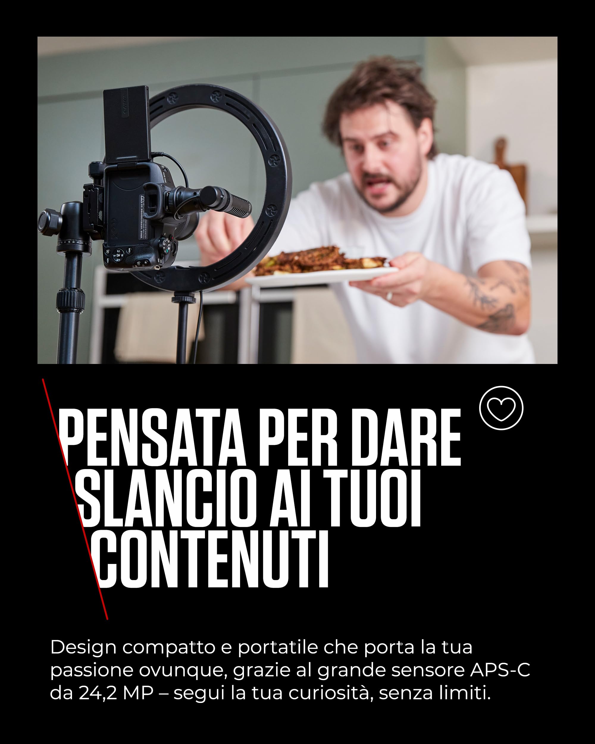 Canon EOS R50 Content Creator Kit | Fotocamera Mirrorless APS-C, 4K, WiFi, Bluetooth | Compatta, Ideale per Vlogging, per Principianti e Professionisti