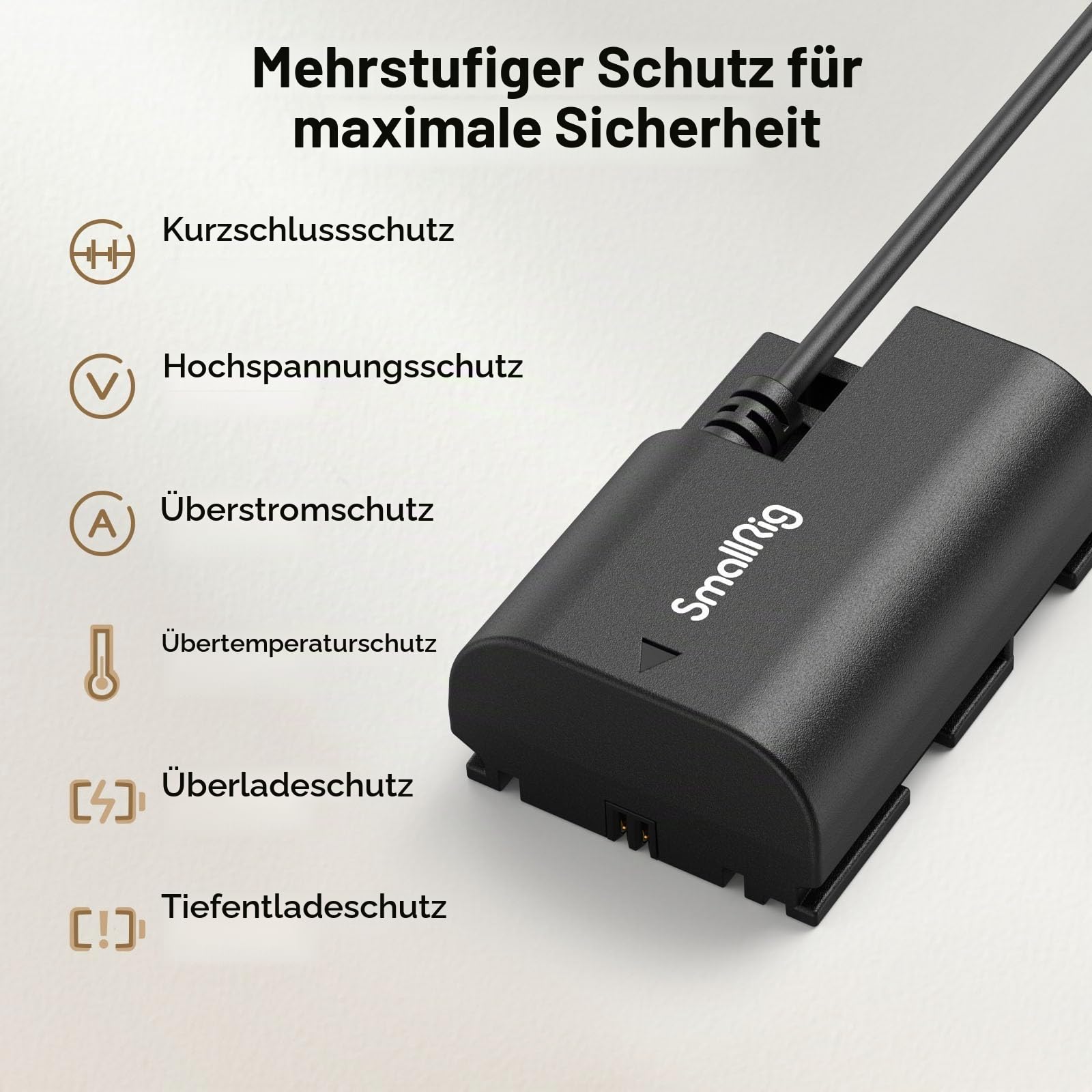 SMALLRIG D-TAP auf LP-E6NH Dummy-Akku, LP-E6NH Spiral-Stromkabel für Canon 5D Mark II, 5D Mark III, 5D Mark IV, 6D Mark II, R6 Mark III, R6 Mark II, 90D, XC10, XC15, 5DS, 5DSR, R, R5, R6, R7-4252