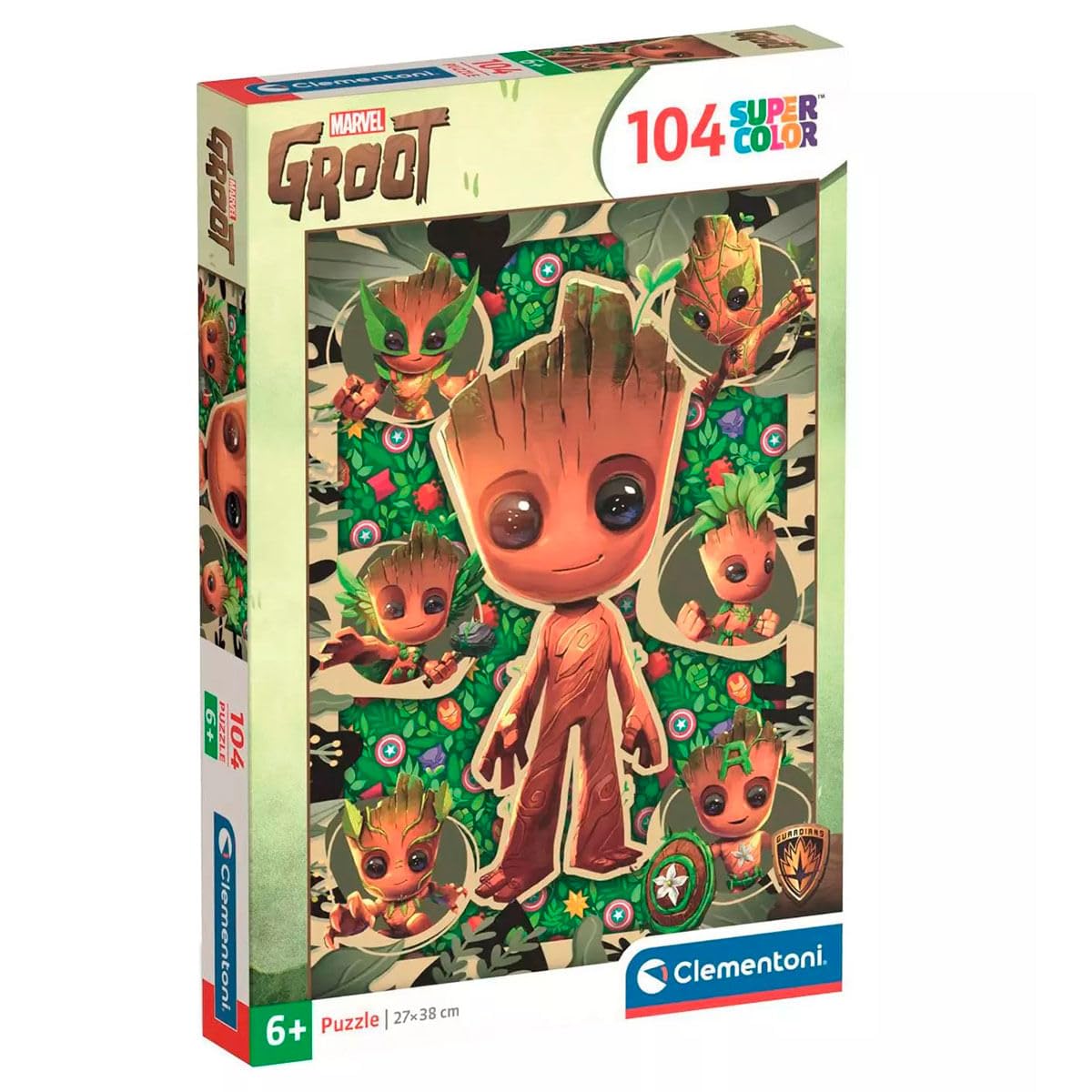 Clementoni Puzzle Marvel Groot 104 Stücke für Kindern 6-8 Jahre, Cartoon, Geschenk für Kinder, Puzzle für Kinder, Made in Italy, 25051