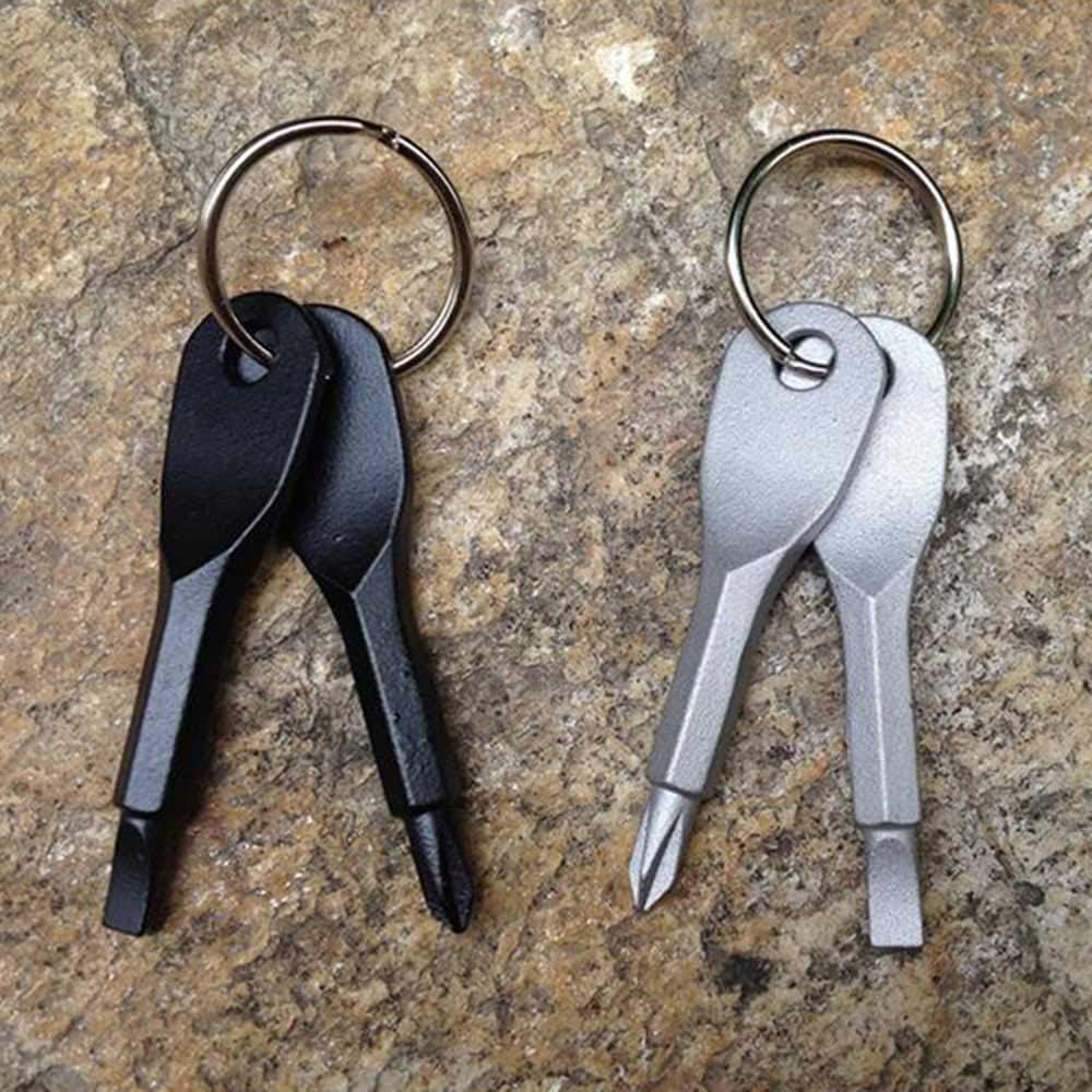 Pocket Screwdriver Set: Flat Head & Small Phillips Head, 2pcs Black & 2pcs Silver, EDC Keychain Tool, Best Men's Gift 2023