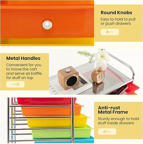 Miniatura 5 de Giantex - Carrito de almacenamiento con ruedas, 12 cajones, organizador para herramientas, papelería, álbum de recortes, para oficina o escuela