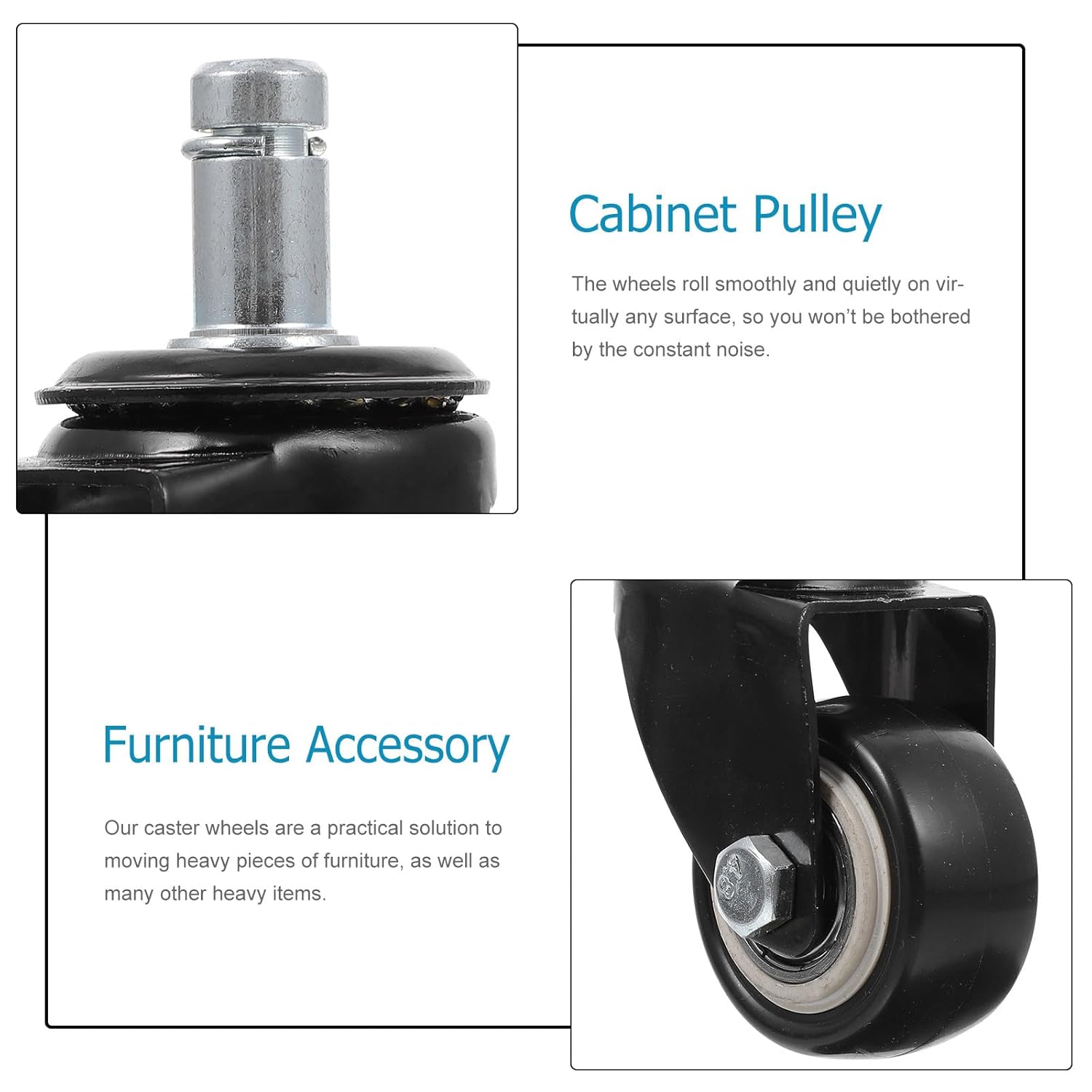 5 Pcs Universal Office Chair Wheels Black 360° Swivel Caster Wheels for Home Furniture, Sturdy Sliding Replacement Casters Suitable for Gaming and Desk Chairs