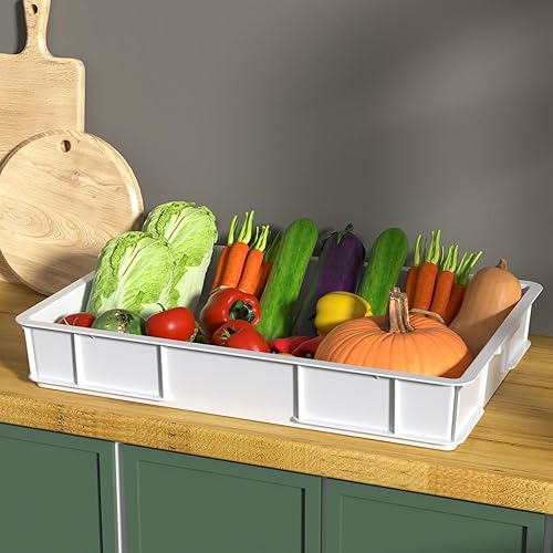 Miniatura 4 de Paquete de 4 cajas de plástico a prueba de masa, bandejas apilables comerciales para masa, color blanco