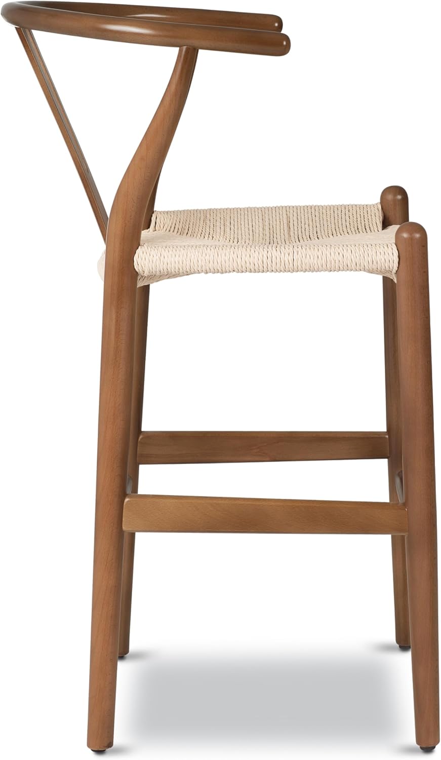 Poly & BARK Weave Counter Stool, 23” Height – Walnut Beech Wood Frame with Rope Woven Seat, Fully Assembled