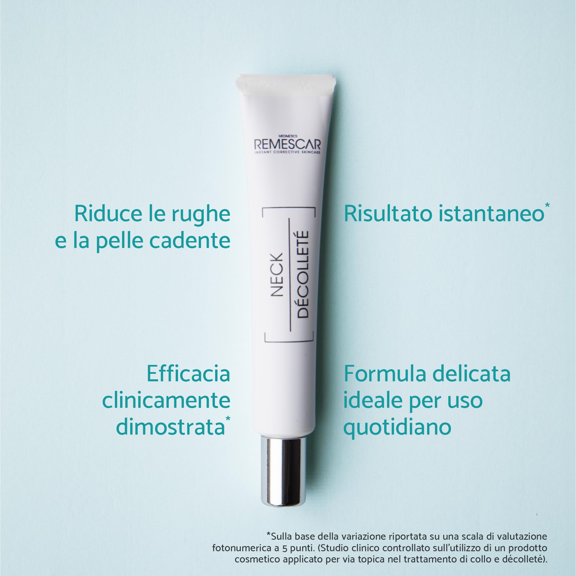 Remescar Crema Collo e Décolleté 40ml – Lifting Istantaneo per Pelle Rassodata – Riduce Rughe e Flaccidità in 5 Minuti – Crema Antirughe Levigante