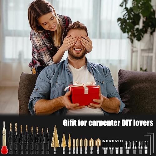 Miniatura 7 de Kit de herramientas de perforación de chaflán de carpintería con 8 brocas de corte de enchufe de madera, 3 brocas escalonadas, 1 perforador central,