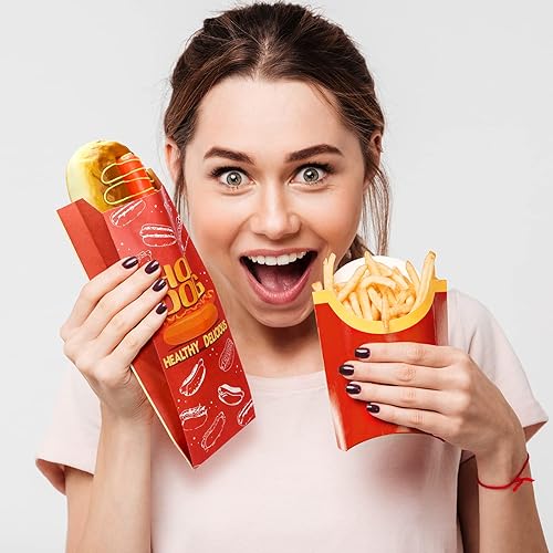 Miniatura 5 de 300 envoltorios para perros calientes de 3.5 x 1.5 x 9 pulgadas, fundas impresas para perros calientes resistentes a la grasa, bolsas desechables