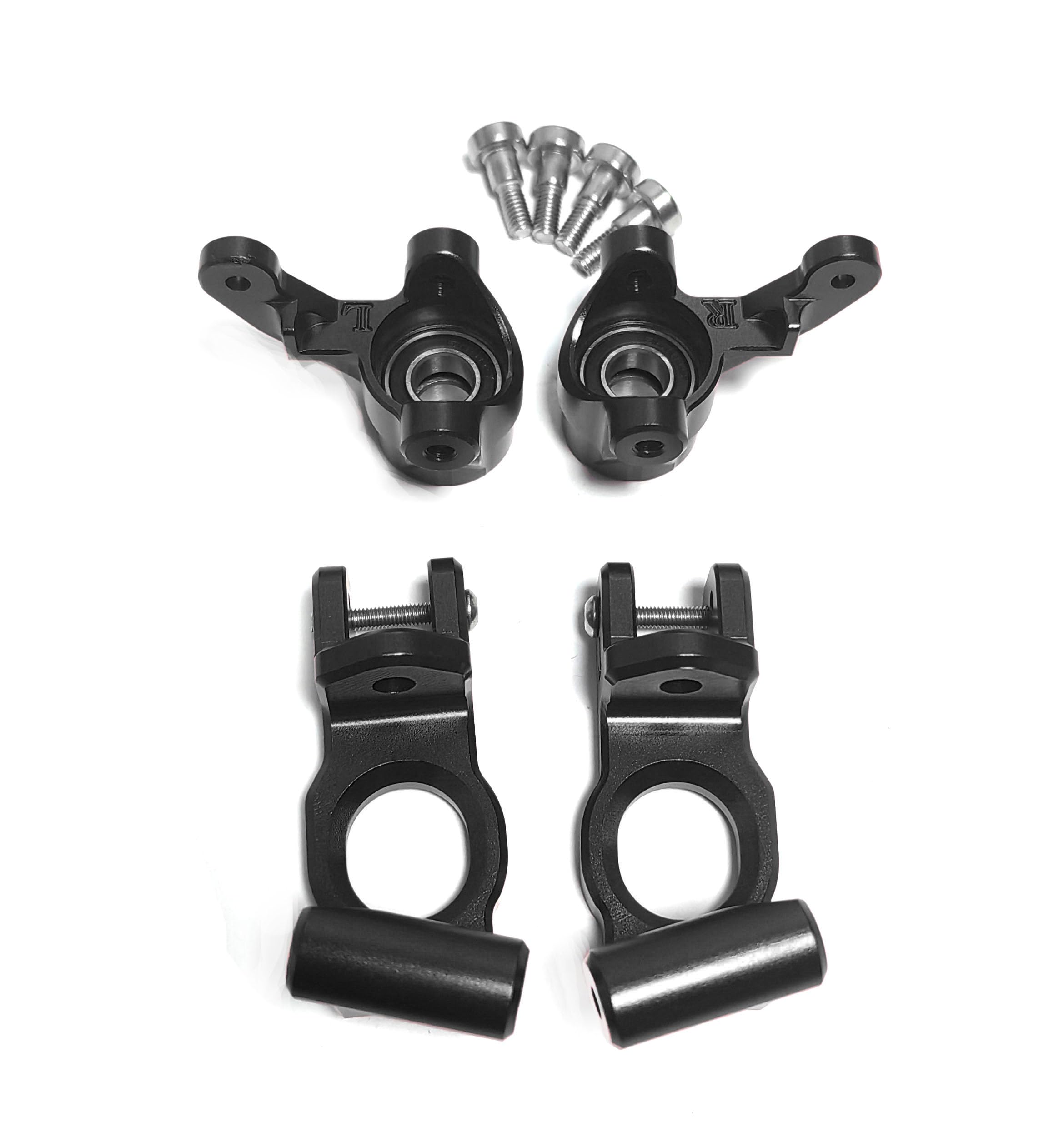 KEBEILEE Alu7075 Spindle Carrier Set for Losi 8IGHT-X Super Lasernut 1/6 (Black)