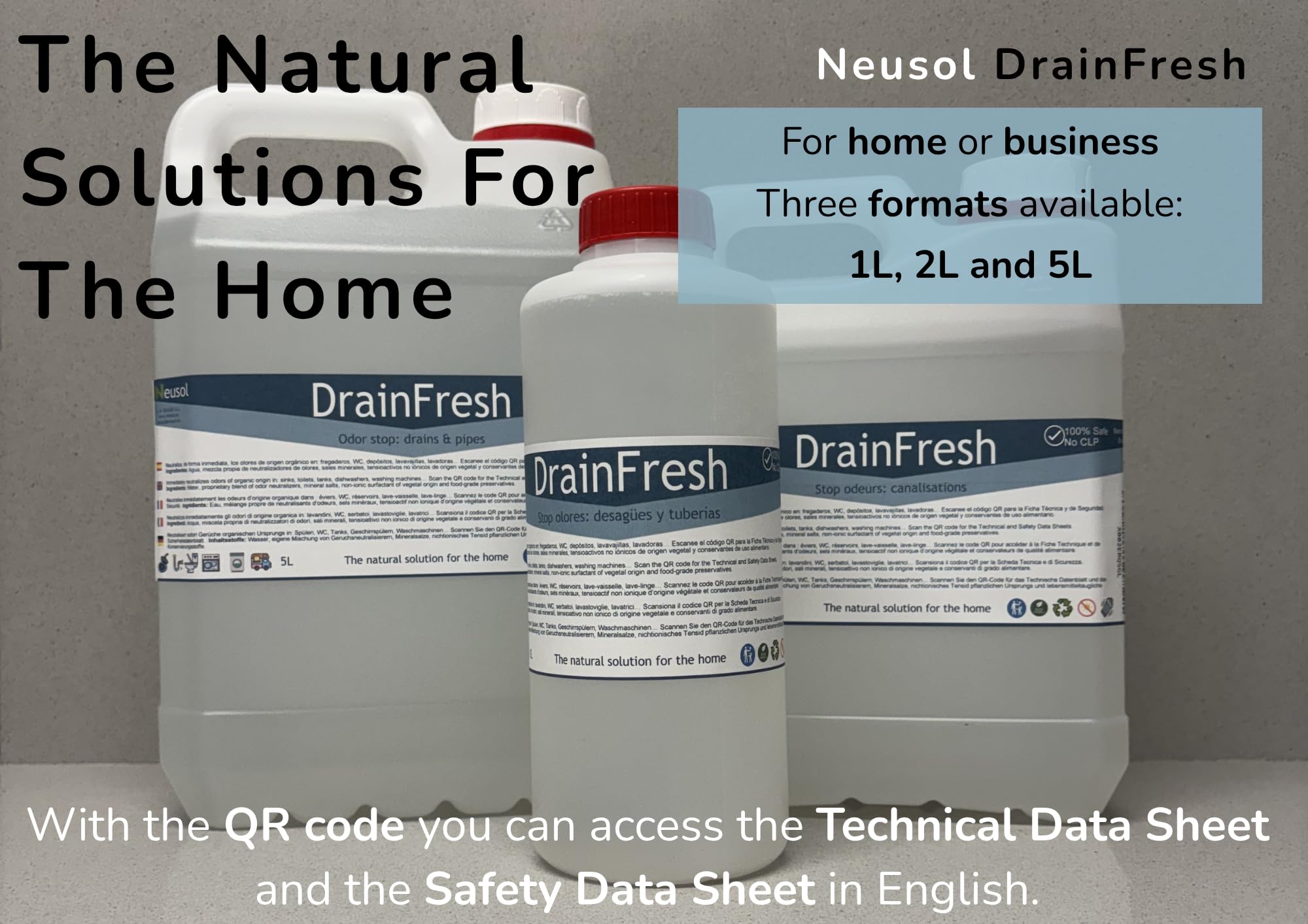 DrainFresh – skuteczny i natychmiastowy neutralizator zapachów, do zbiorników, odpływów i rur, do użytku w domu, hotelu i kamperze, naturalna i bezpieczna formuła – 5 l