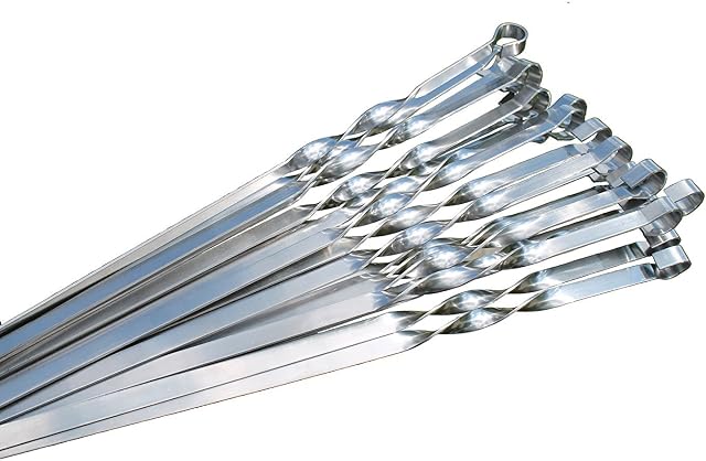 GMMH Barbecue Kebab Skewers  Schampuri  Length: 50 cm Stainless Steel Rustproof
