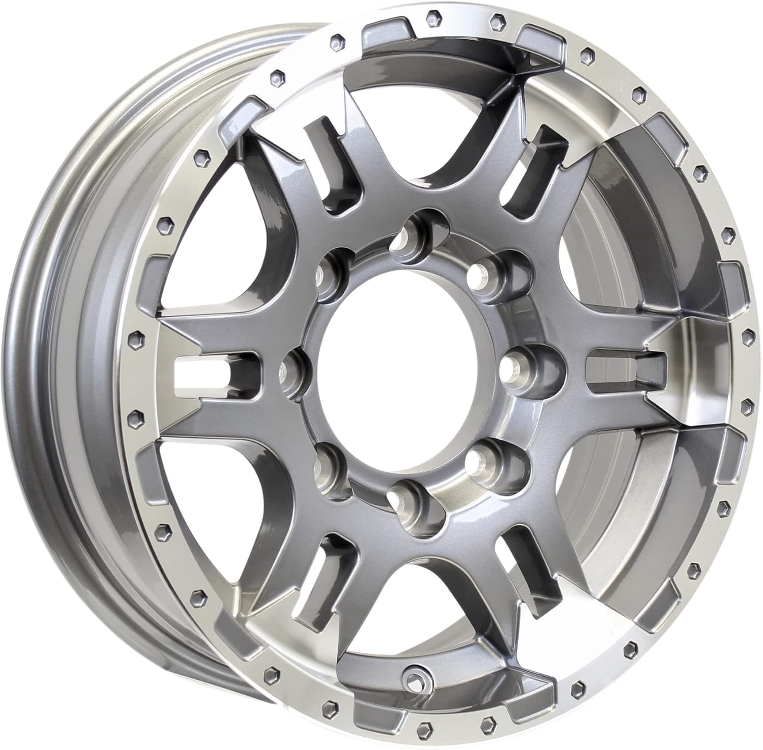 eCustomrim Aluminum Trailer Wheel 16X6 16 Inch Rim Gun Metal Machined 8 Lug
