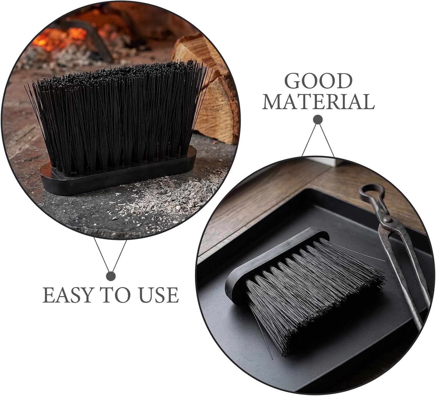 3pcs Fireplace Tool Brush, Wood Stove Cleaning Accessories Set for Ash, Soot & Dust, Perfect for Chimney Sweep, Home Heating, Small and Lightweight