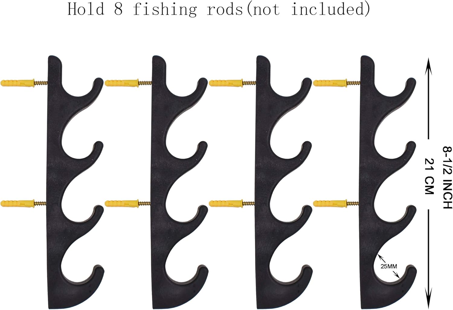 YYST Horizontal Fishing Rod Storage Rack Holder Wall Mount W Screws - No Fishing Rod- to Hold 8 Fishing Rods : Sports & Outdoors