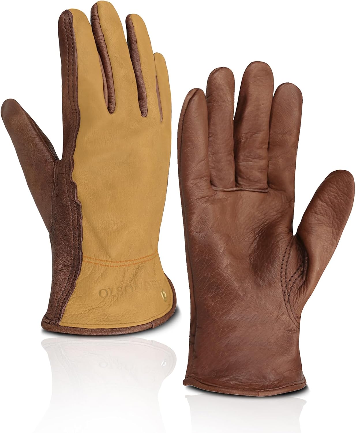 Heavy Duty leather work Gloves,Safety Cowhide Leather Garden Working Gloves for Men/Women,Driving,Yard work