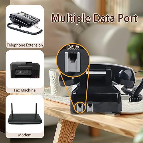 Miniatura 4 de Teléfonos analógicos retro para teléfono fijo (timbre mecánico), teléfono de escritorio vintage (compatible con ayuda de oído), teléfono de