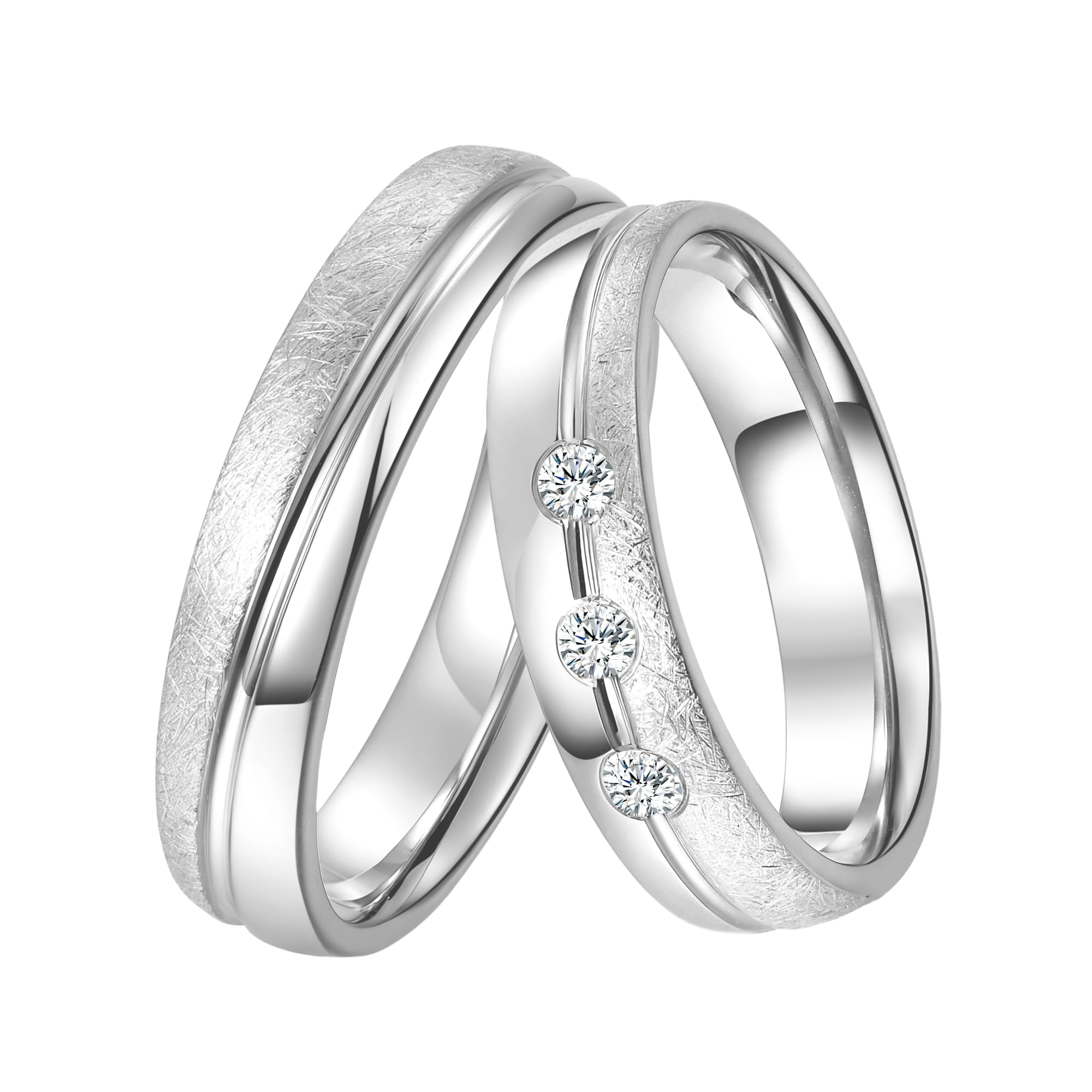 DOOSTI Ehering/Partnerring/Trauring FROSTED Silber 925/- hochwertiger Silberring – Damen und Herren Variante