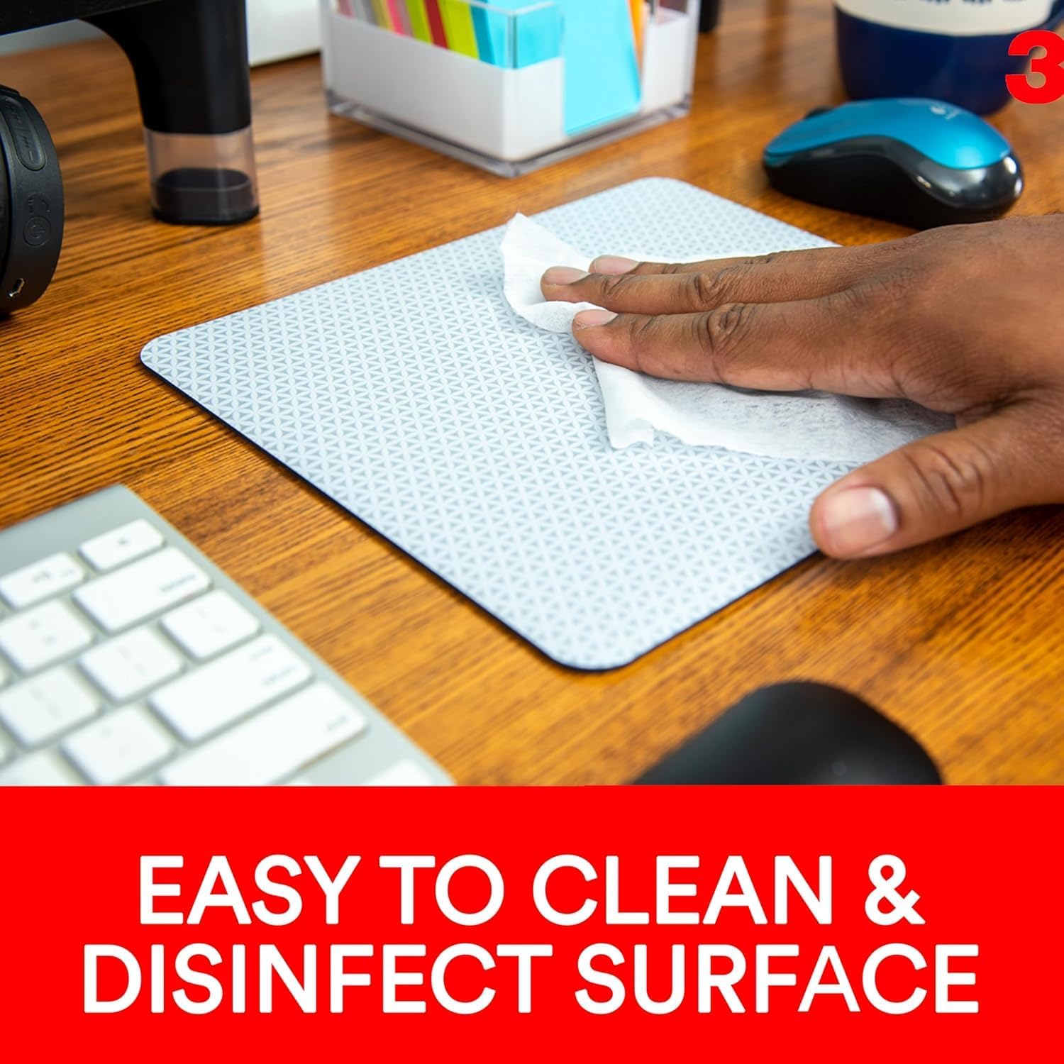 3M Precise Mouse Pad with Repositionable Adhesive Backing, Battery Saving Design, 8.5 in x 7 in(2Pack),Grey