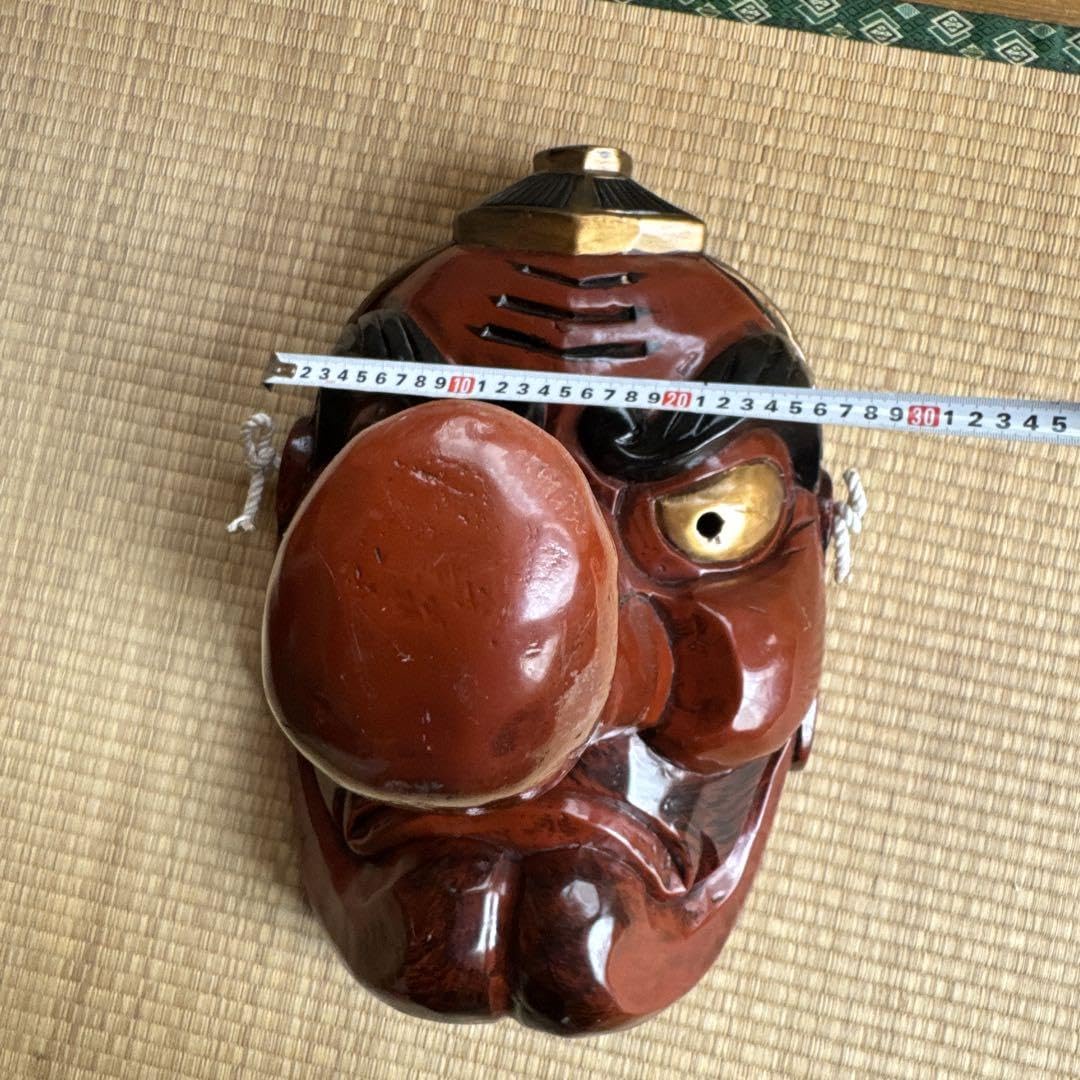 Amazon | 超大型 天狗お面 木彫 アンティーク 壁掛 工芸品 魔除け