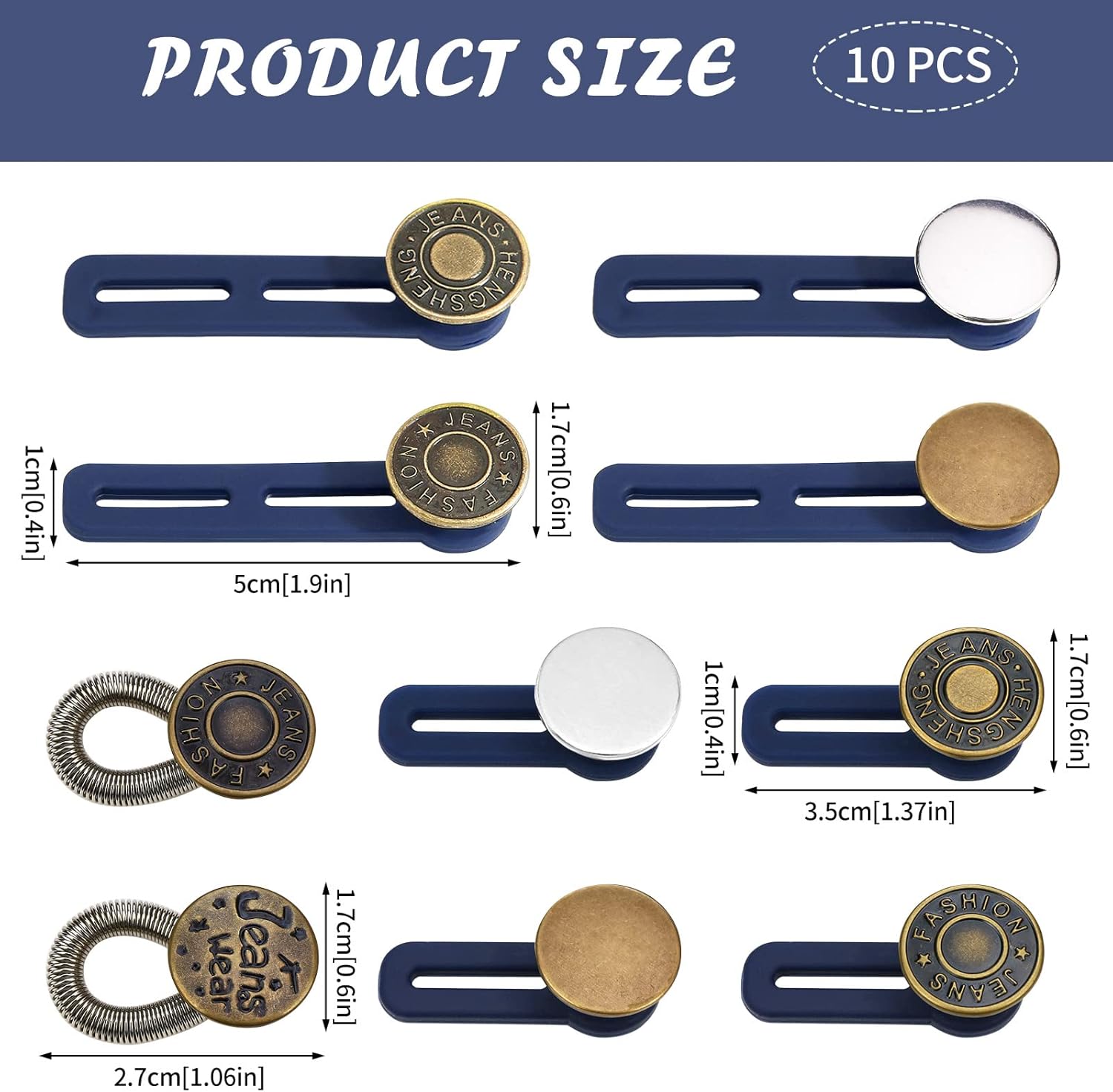 Bekecidi Rallonges de Boutons: Ajustement Parfait & Confort Maximal pour Vos Jeans - Image détaillée