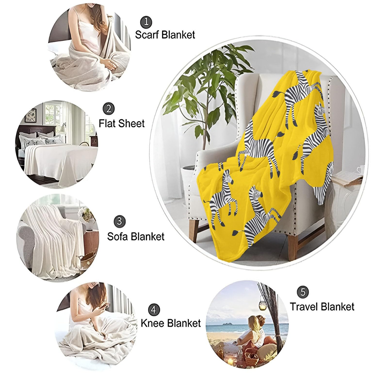Manta Estampada 220 X 240 cálida Manta acogedora sofá Mantas Mantas de Cebra de Estilo Simple Coperta Microfibra Pelosa, per Letto Soggiorno Amarillo