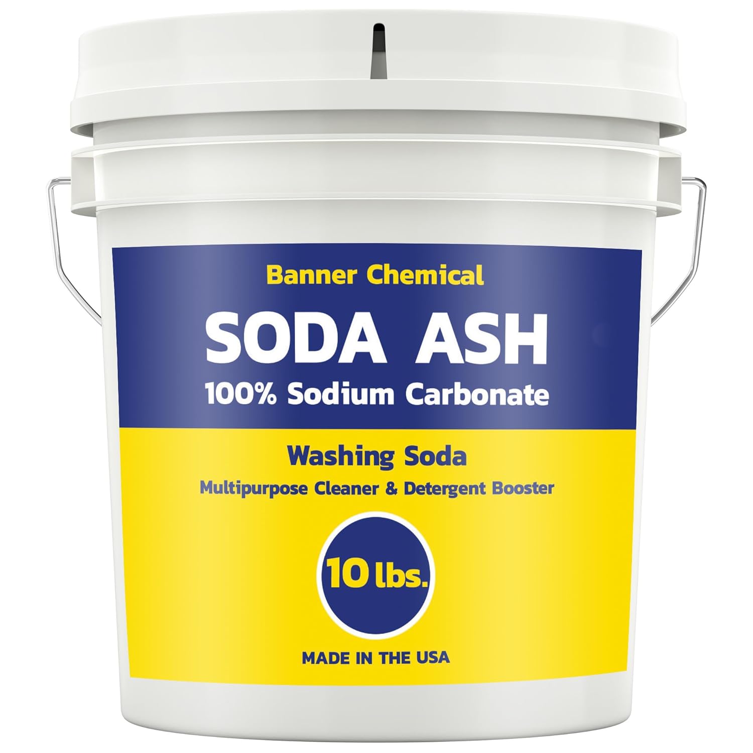 Soda Ash (10 lbs) – 100% Sodium Carbonate – Multipurpose Cleaner, Detergent Booster & pH Adjuster, High Purity for Industrial & Household Use, Made in USA