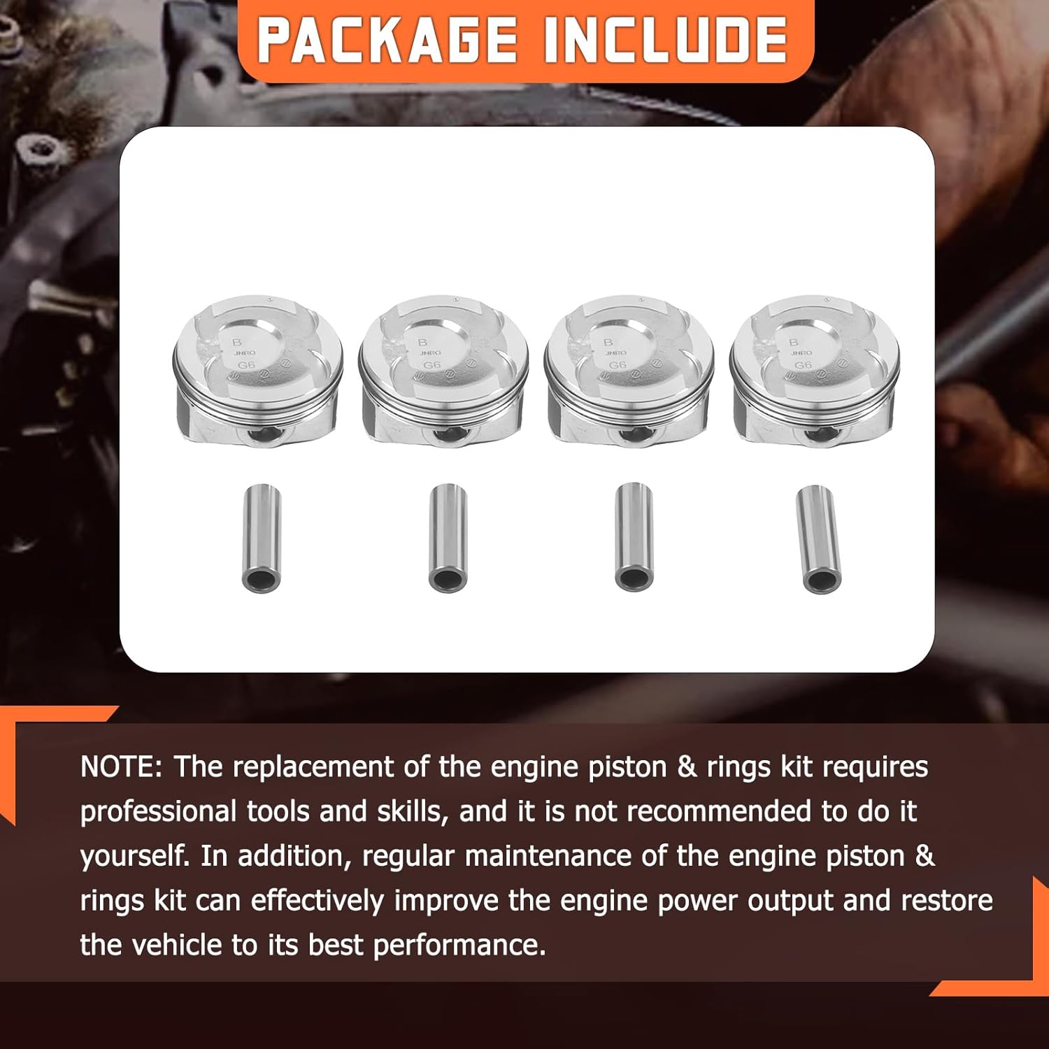 23041-2B600 4pcs Engine Piston & Rings Kit Applied for Hyun-dai K-ia Accent Rio 1.6L DOHC 2012-2016 Aftermarket Parts Replace # 23041-2B610, 23041-2B620