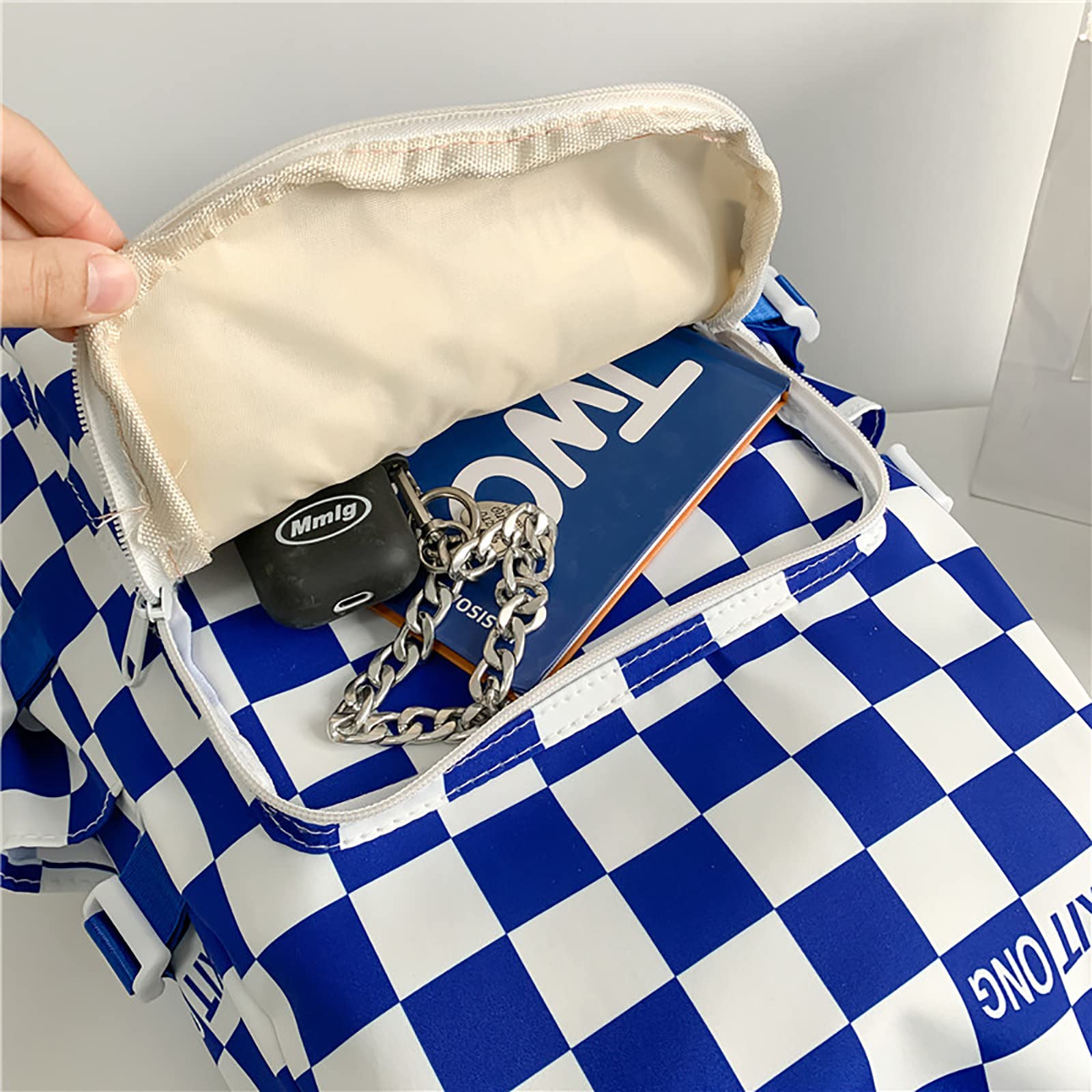 Amazon.co.jp: チェック柄 カレッジ バックパック 女性 防水 シンプル 