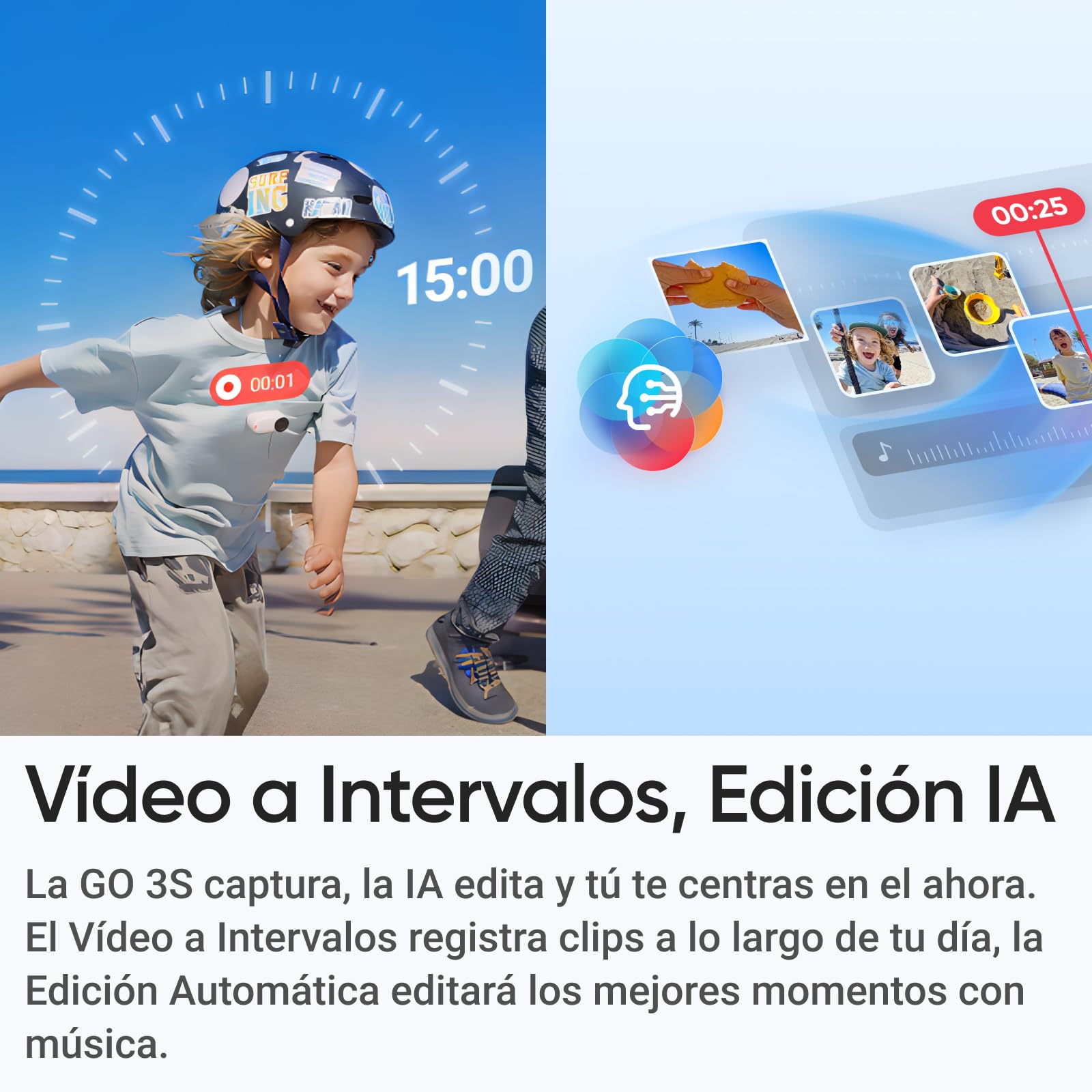 Insta360 GO 3S Kit de Viaje - Cámara Vlogging 4K, POV Manos Libres, Móntala Donde Quieras, Estabilización, 140 Min de batería, Impermeable 10 M, Edición IA, Apple Find My, Vlog, Viajes, Negro