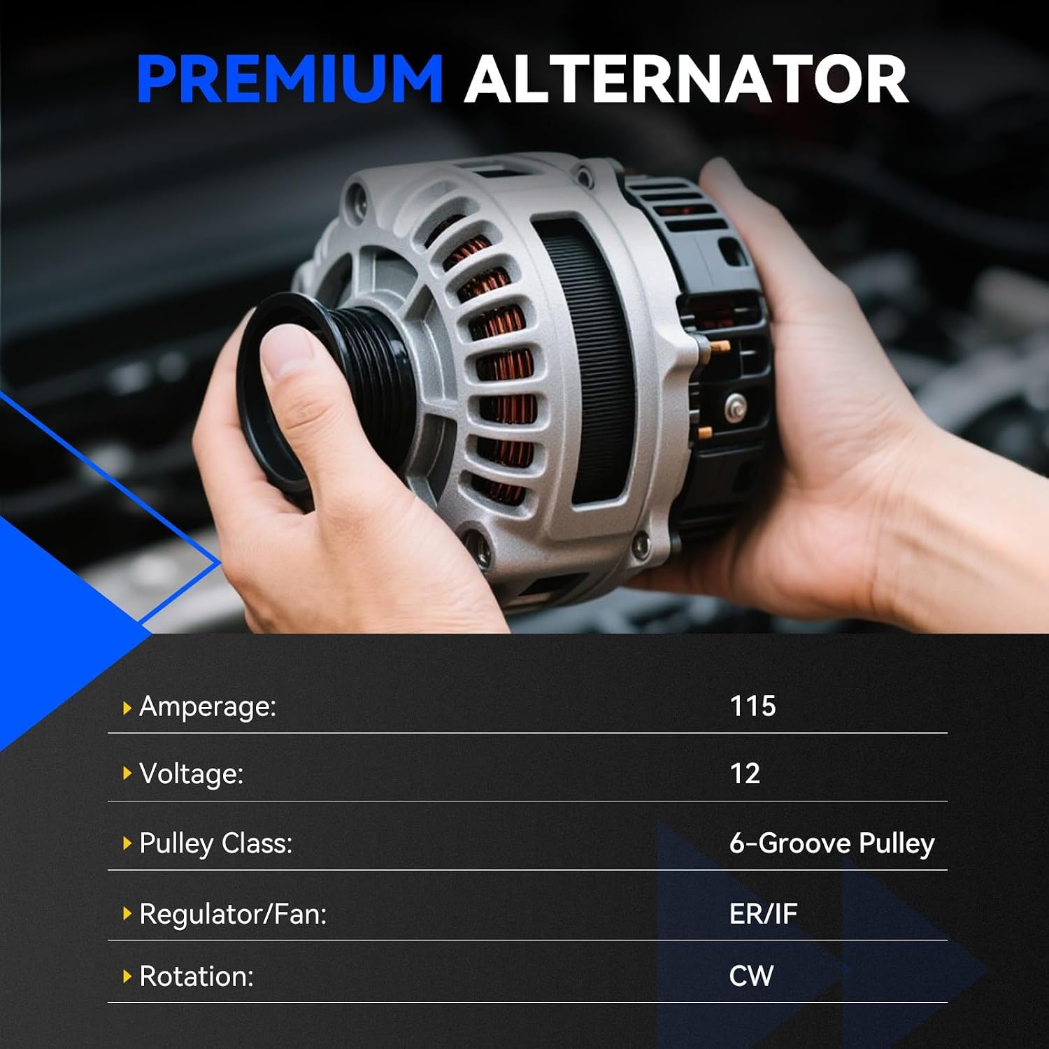 11231N New Alternator 115Amp Compatible for 2007-2013 Dodge Avenger Caliber 2.0L 2.4L L4, Chrysler 200 Sebring, 2007-2017 Jeep Compass Patriot, Replace 04801323AB AMT0194