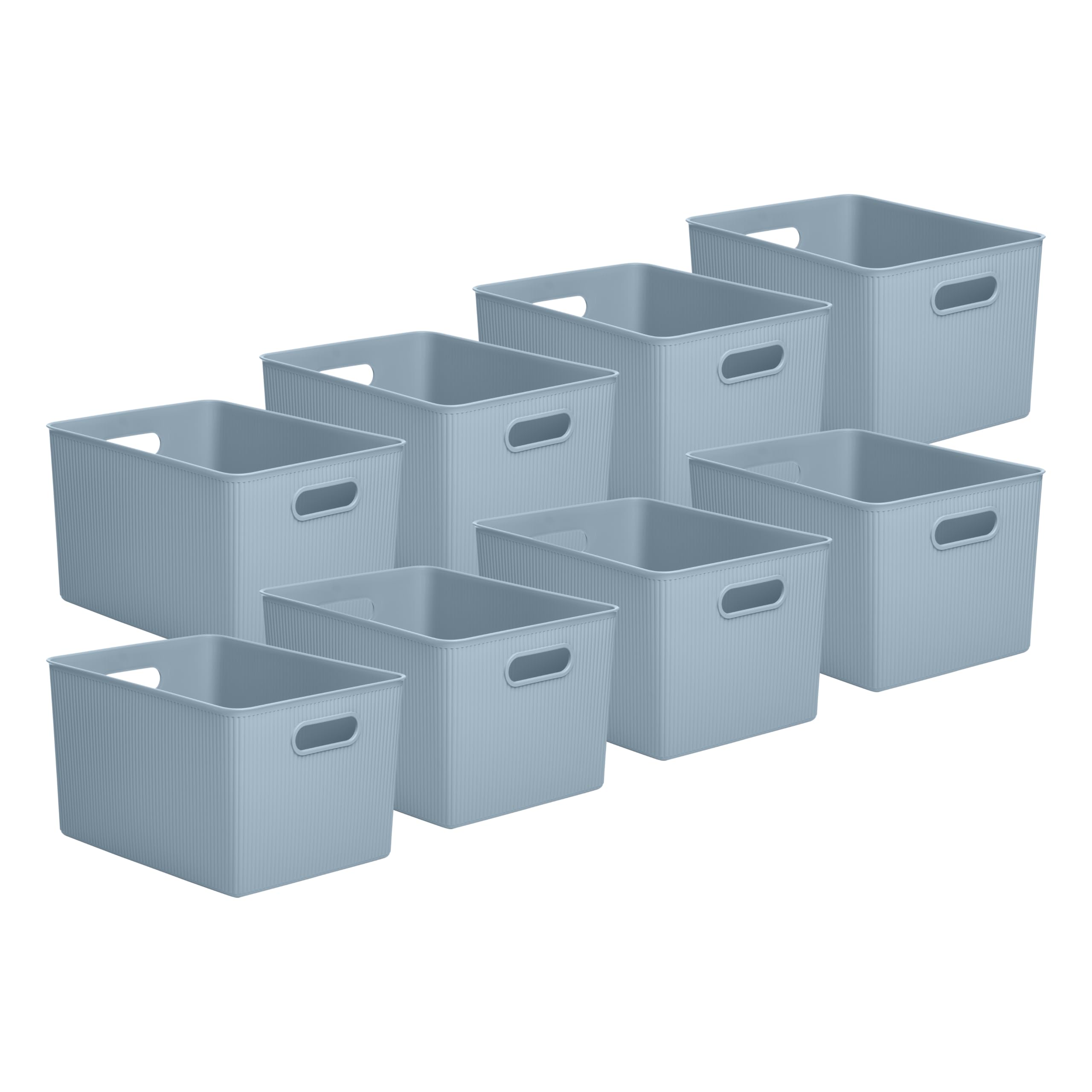 Superio Decorative Plastic Basket Open Home Storage Bins Organizer Baskets, X-Large Blue (8 Pack) Container Boxes for Organizing Closet Storage Bins for Shelves Drawer Shelf 22 Liter/23 Quart