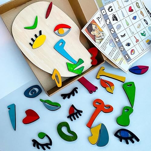 Miniatura 5 de Rompecabezas Montessori de madera, juego de rompecabezas de arte Picasso 26 piezas de madera, juguete de viaje Montessori Stem para niños, regalos
