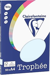Clairefontaine 4151C - Personal Paper Pack TROPHÉE A4 de 160 gr, 50 Hojas, Azul