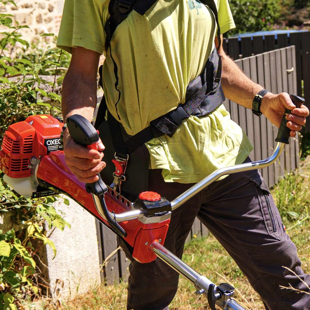 Débroussailleuse thermique professionnelle 62 cm³ - 2 tps - 2en1 - Coupe-bordure - Tête double fil - 2 lames - Anti-vibration